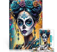 1000 Piece Jigsaw Puzzles for Adults Jigsaw Beautiful sugar skull girl Entspannungsspiele Ein Kunstwerk38x26cm