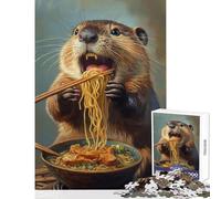 1000 Piece Jigsaw Puzzles for Adults Jigsaw Beaver's Noodle Feast - Brain Teaser Game Wall Decoration Educational Toy Gifts for Friends And Family (26X38cm)