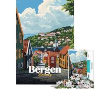 1000 Piece Jigsaw Puzzles for Adults Jigsaw Bergen, Norway Cityscape Adult Jigsaw Relaxing Games Staycation Kill Time Fun at Home Activities, (Size 38x52cm)