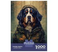 1000 Piece Jigsaw Puzzles for Adults Jigsaw Bernese Mountain Dog Camo Adult Puzzles Toy Wall Decor Presents for Women Christmas Birthday Gifts 38x26cm/1000pcs