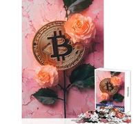 1000 Piece Jigsaw Puzzles for Adults Jigsaw Bitcoin Rose Flower Hands-on Game Enhance Memory Home Decoration Toys Gifts for Friends And Family (50x75cm)
