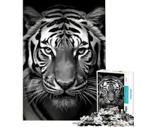 1000 Piece Jigsaw Puzzles for Adults Jigsaw Black And White Tiger Face 1000 Jigsaw Puzzle Anti-Stress Toys Enhance Memory Unique Birthday And Xmas Gifts (38x26cm)