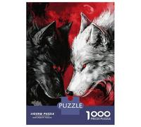 1000 Piece Jigsaw Puzzles for Adults Jigsaw Black And White Wolves with Red Eyes Puzzles for Adults Brain Teaser Game Enhance Memory Fun Activities at Home 70x50cm/1000pcs
