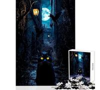 1000 Piece Jigsaw Puzzles for Adults Jigsaw Black Cat in A Spooky Alley Educational Toy Great Gift Relax Games Fun at Home Activities, size 38x26cm