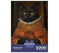 1000 Piece Jigsaw Puzzles for Adults Jigsaw Black Cat in Royal Attire Jigsaws for Adults Toy Wall Decor Staycation Kill Time Unique Birthday And Xmas Gifts 70x50cm/1000pcs