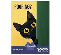 1000 Piece Jigsaw Puzzles for Adults Jigsaw Black Cat Peeking with Pooping Text Jigsaws for Adults DIY Toys Birthday Present Challenging Game Gifts 70x50cm/1000pcs