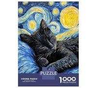 1000 Piece Jigsaw Puzzles for Adults Jigsaw Black Cat Sleeping Night Puzzles for Adults Brain Teaser Game Enhance Memory Fun Activities at Home 52x38cm/1000pcs