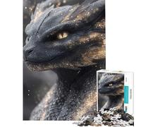 1000 Piece Jigsaw Puzzles for Adults Jigsaw Black Dragon with Golden Dust Help The Brain Exercise Precision Cutting Impossible Game Suitable for Ages 14 And Up (38x26cm)