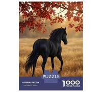 1000 Piece Jigsaw Puzzles for Adults Jigsaw Black Horse in Autumn Field Jigsaws for Adults DIY Toys Birthday Present Challenging Game Gifts 70x50cm/1000pcs