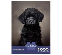 1000 Piece Jigsaw Puzzles for Adults Jigsaw Black Poodle Puppy Portrai Puzzles for Adults Brain Teaser Game Enhance Memory Fun Activities at Home 52x38cm/1000pcs