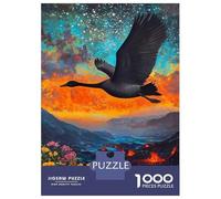 1000 Piece Jigsaw Puzzles for Adults Jigsaw Black Swan Flying Over Volcanic Landscape Jigsaws for Adults DIY Toys Birthday Present Challenging Game Gifts 70x50cm/1000pcs