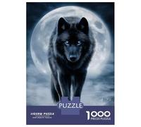 1000 Piece Jigsaw Puzzles for Adults Jigsaw Black Wolf in Moonlight Jigsaw Puzzle Toy Wall Decor But Fun And Humorous Fun at Home Activities, 52x38cm/1000pcs