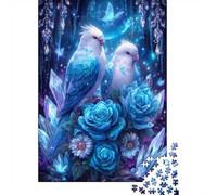 1000 Piece Jigsaw Puzzles for Adults Jigsaw Blue Crystal Birds Fantasy Jigsaw for Adults Relax Games Improve Memory Challenging Game Gifts 70x50cm/1000pcs