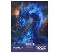 1000 Piece Jigsaw Puzzles for Adults Jigsaw Blue Dragon Flame Jigsaws for Adults Toy Wall Decor Staycation Kill Time Unique Birthday And Xmas Gifts 38x26cm/1000pcs