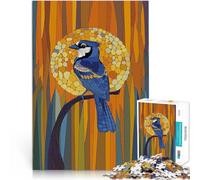 1000 Piece Jigsaw Puzzles for Adults Jigsaw Blue Jay in Mosaic Forest Schwierig Schwer Kunstwerk Geschenk52x38cm
