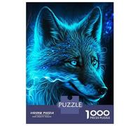 1000 Piece Jigsaw Puzzles for Adults Jigsaw Blue Wolf Mystical Aura Jigsaws for Adults Toy Wall Decor Staycation Kill Time Unique Birthday And Xmas Gifts 52x38cm/1000pcs