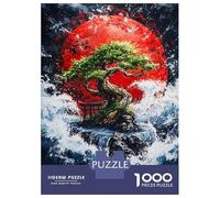1000 Piece Jigsaw Puzzles for Adults Jigsaw Bonsai Tree Under Red Moon Jigsaws for Adults Toy Wall Decor Staycation Kill Time Unique Birthday And Xmas Gifts 52x38cm/1000pcs