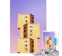 1000 Piece Jigsaw Puzzles for Adults Jigsaw Brown Building Hands-on Game Learning Educational Toys Birthday Gifts for The Whole Family (Size 38x26cm)