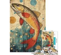 1000 Piece Jigsaw Puzzles for Adults Jigsaw Brown Trout on Wood Panel Art Jigsaws for Adults Relax Games Analysis And Logic Fun Activities at Home (Size 38x26cm)