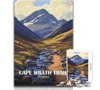 1000 Piece Jigsaw Puzzles for Adults Jigsaw Cape Wrath Trail Scotland Landscape Challenging Game Toys Pattern Assembly Gift Birthday Size 50x75cm