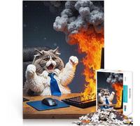 1000 Piece Jigsaw Puzzles for Adults Jigsaw Cat Celebrating Laptop Fire Stress Relief Wall Decoration Unique Birthday and Xmas Gifts 50x70cm