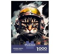 1000 Piece Jigsaw Puzzles for Adults Jigsaw Cat Fighter Pilot Painting Jigsaws for Adults Toy Wall Decor Staycation Kill Time Unique Birthday And Xmas Gifts 38x26cm/1000pcs