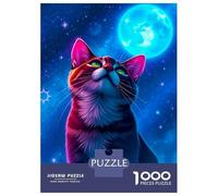 1000 Piece Jigsaw Puzzles for Adults Jigsaw Cat Gazing at The Moon Adult Jigsaw Puzzle Hands-on Game Perfect Decoration Challenging Game Gifts 70x50cm/1000pcs