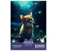 1000 Piece Jigsaw Puzzles for Adults Jigsaw Cat Kitten Butterfly Jigsaw for Adults Relax Games Improve Memory Challenging Game Gifts 38x26cm/1000pcs