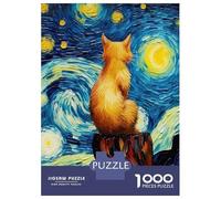 1000 Piece Jigsaw Puzzles for Adults Jigsaw Cat Watch Starry Night Art Jigsaws for Adults Toy Wall Decor Staycation Kill Time Unique Birthday And Xmas Gifts 70x50cm/1000pcs