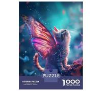 1000 Piece Jigsaw Puzzles for Adults Jigsaw Cat With Butterfly Wings Puzzles for Adults Brain Teaser Game Enhance Memory Fun Activities at Home 52x38cm/1000pcs