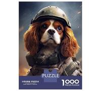1000 Piece Jigsaw Puzzles for Adults Jigsaw Cavalier Dog Soldier Puzzles for Adults Toy Wall Decor Perfect Decoration Challenging Game Gifts 70x50cm/1000pcs