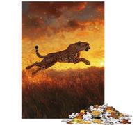 1000 Piece Jigsaw Puzzles for Adults Jigsaw Cheetah Leap at Sunset Help The Brain Exercise For Family Fun Educational Toy for And 14 Years And over (38x26cm)