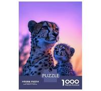 1000 Piece Jigsaw Puzzles for Adults Jigsaw Cheetah Mother And Cub Puzzles for Adults Brain Teaser Game Enhance Memory Fun Activities at Home 52x38cm/1000pcs