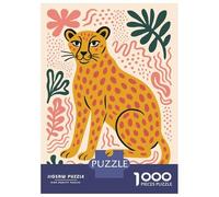 1000 Piece Jigsaw Puzzles for Adults Jigsaw Cheetah with Abstract Floral Background Adult Puzzles Toy Wall Decor Presents for Women Christmas Birthday Gifts 70x50cm/1000pcs
