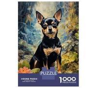 1000 Piece Jigsaw Puzzles for Adults Jigsaw Chihuahua Portrait in Floral Setting Adult Puzzles Toy Wall Decor Presents for Women Christmas Birthday Gifts 52x38cm/1000pcs
