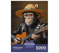 1000 Piece Jigsaw Puzzles for Adults Jigsaw Chimp Rocker with Guitar Adult Jigsaw Puzzle Hands-on Game Perfect Decoration Challenging Game Gifts 70x50cm/1000pcs