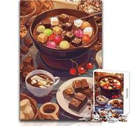 1000 Piece Jigsaw Puzzles for Adults Jigsaw Chocolate Fondue with Candies And Marshmallows Impossible Game Presents for Women Anti-Stress Toys Size 38x26cm