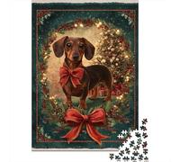 1000 Piece Jigsaw Puzzles for Adults Jigsaw Christmas Dachshund Tapestry Blanket Jigsaw for Adults Relax Games Improve Memory Challenging Game Gifts 52x38cm/1000pcs