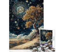 1000 Piece Jigsaw Puzzles for Adults Jigsaw Clockwork Tree Starry Sky Educational Games Learning Educational Educational Toy Suitable for Desktop Decoration (50x75cm)