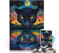 1000 Piece Jigsaw Puzzles for Adults Jigsaw Color painting black panther Made of cardboard for ages 14 and over Learning Educational Toys Family Games Games Toys Gift。size：26x38cm/10.24x14.96inch