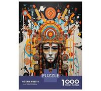1000 Piece Jigsaw Puzzles for Adults Jigsaw Colorful Aztec Mask Art Print Puzzle for Adults Hands-on Game Analysis And Logic Challenging Game Gifts 52x38cm/1000pcs