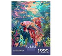 1000 Piece Jigsaw Puzzles for Adults Jigsaw Colorful Betta Fish Puzzles for Adults Fun Games Wall Art Fun at Home Activities, 70x50cm/1000pcs