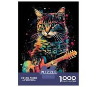 1000 Piece Jigsaw Puzzles for Adults Jigsaw Colorful Cat Playing Guita Adult Jigsaw Puzzle Toy Wall Decor A Work of Art Fun Activities at Home 38x26cm/1000pcs