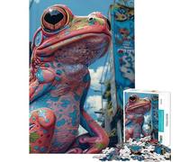1000 Piece Jigsaw Puzzles for Adults Jigsaw Colorful Frog in Urban Setting Help The Brain Exercise Precision Cutting Impossible Game Suitable for Ages 14 And Up (38x26cm)