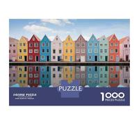1000 Piece Jigsaw Puzzles for Adults Jigsaw Colorful Houses Reflection Jigsaws for Adults DIY Toys Birthday Present Challenging Game Gifts 52x38cm/1000pcs