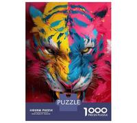 1000 Piece Jigsaw Puzzles for Adults Jigsaw Colorful Tiger Portrait(4) Adult Jigsaw Puzzle Hands-on Game Perfect Decoration Challenging Game Gifts 52x38cm/1000pcs