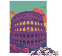 1000 Piece Jigsaw Puzzles for Adults Jigsaw Colosseum Retro Mid Century Style Help The Brain Exercise For Family Fun Educational Toy for And 14 Years And over (50x75cm)
