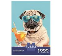 1000 Piece Jigsaw Puzzles for Adults Jigsaw Cool Pug Summer Chill Puzzles for Adults Anti-Stress Toys Presents for Women Fun Activities at Home 52x38cm/1000pcs