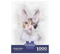 1000 Piece Jigsaw Puzzles for Adults Jigsaw Cornish Rex Cat Watercolor Puzzles for Adults Brain Teaser Game Enhance Memory Fun Activities at Home 52x38cm/1000pcs