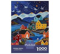 1000 Piece Jigsaw Puzzles for Adults Jigsaw Cozy Coastal Village Scene Jigsaws for Adults Relaxing Games Analysis And Logic Fun at Home Activities, 52x38cm/1000pcs